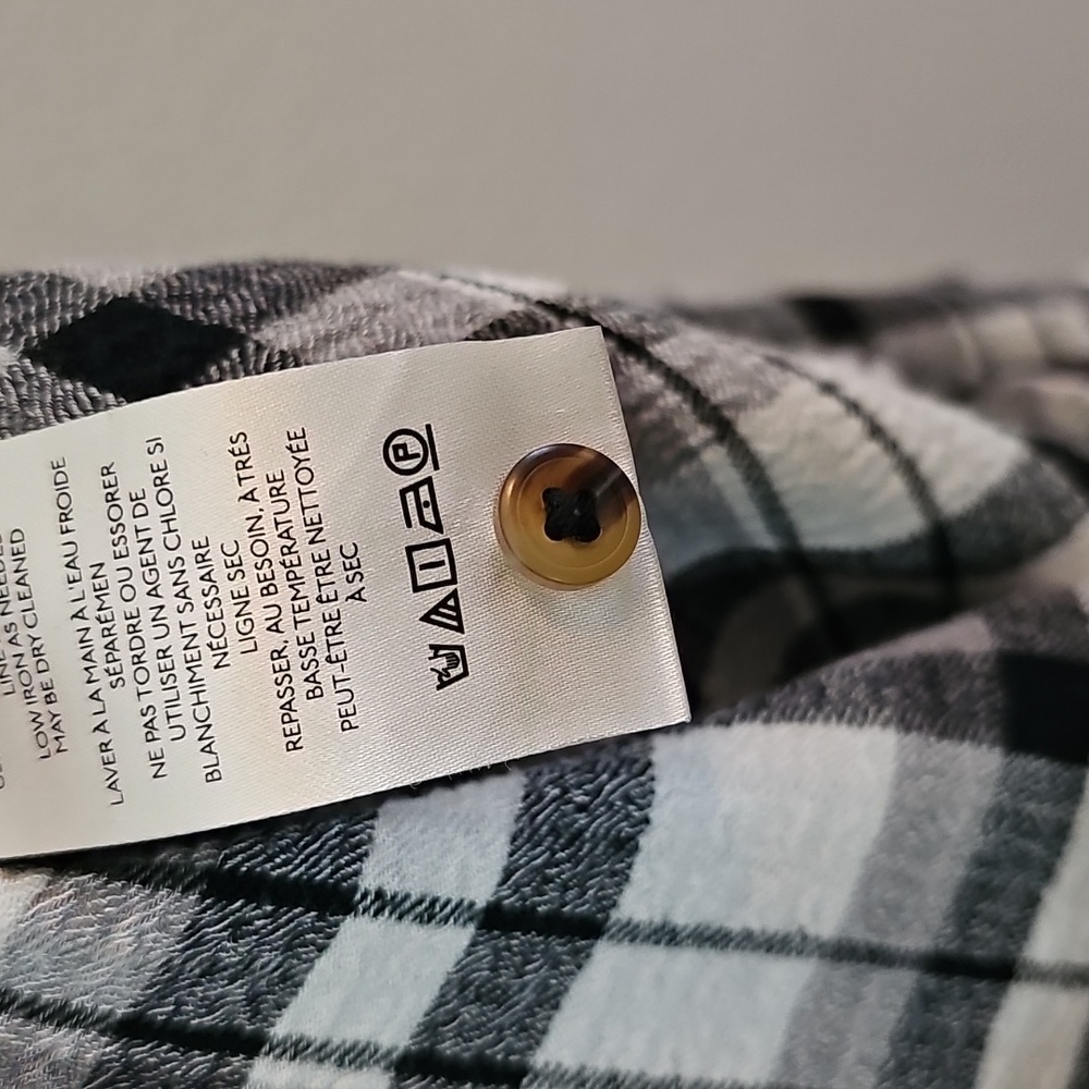 Pilcro x Anthropologie Longline Relaxed Plaid Buttondown Black White Top Medium - Picture 8 of 10